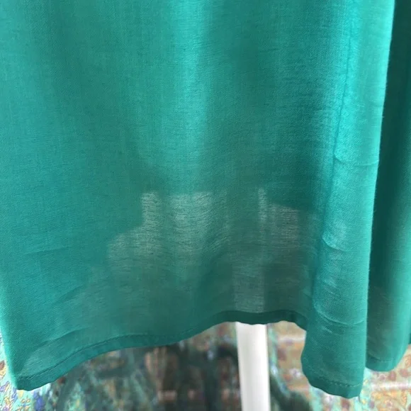 Free People Smocked Shoulder Midi Dress Green Floral Tiered Long Sleeve NWT - Picture 10 of 15